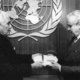 Father Hesburgh gives U.N. Secretary General Xavier Perez de Cuellar the Peacekeeper Award from the U.S. Institute of Peace